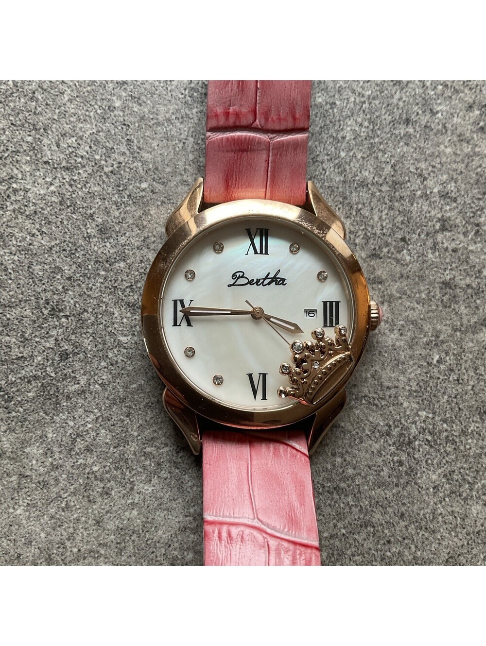 Bertha Queen MOP Dial Light Pink Leather Band Ladies Watch BR2404 Bin A